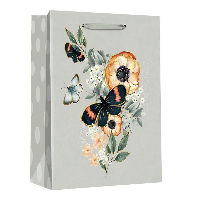 Personalización de la bolsa de compras de papel de regalo con estampado gráfico de mariposas florales para requisitos particulares