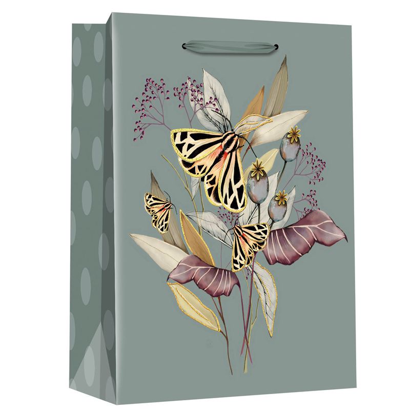 Personalización de la bolsa de compras de papel de regalo con estampado gráfico de mariposas florales para requisitos particulares