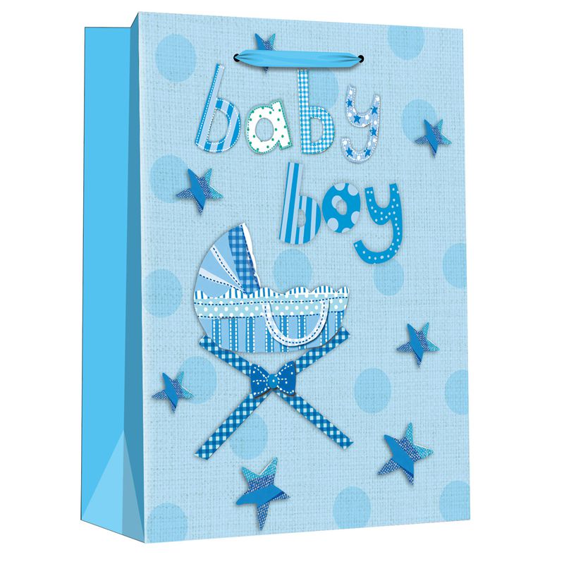 Bolsa de regalo de papel impresa única para fiesta de Baby Shower con capazo para bebé