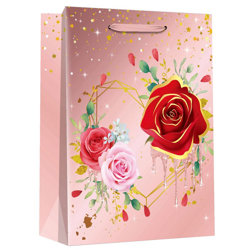 Bolsa de papel de regalo de compras con estampado floral exquisito