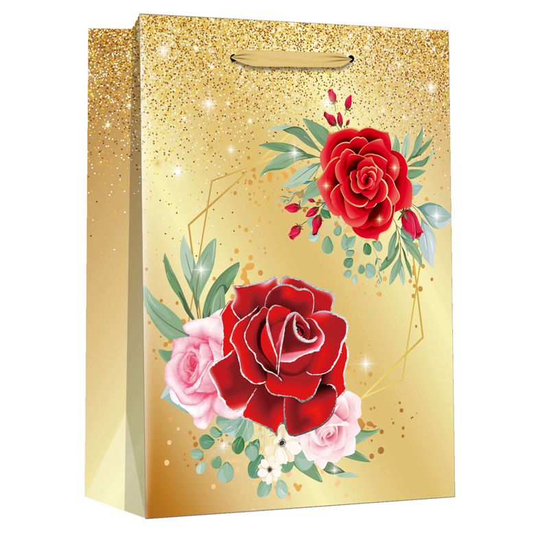 Bolsa de papel de regalo de compras con estampado floral exquisito