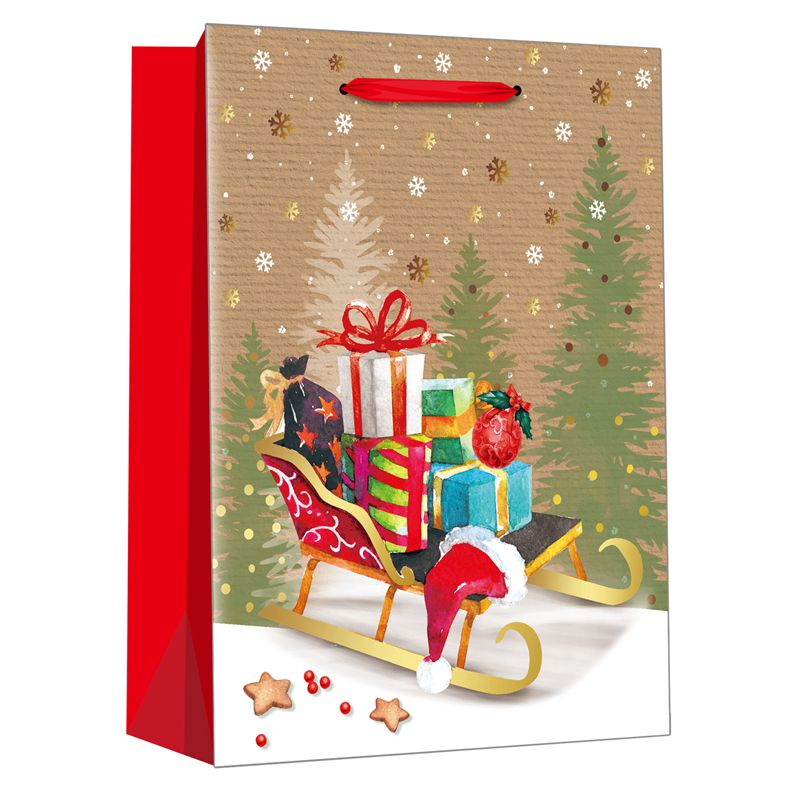 Bolsa de regalo de papel con elemento navideño impresa personalizable