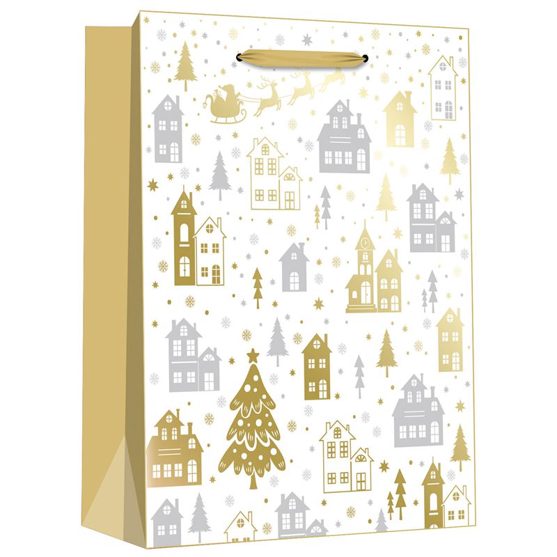 Bolsas de papel impresas innovadoras del regalo de las compras del oro de los elementos de la Navidad