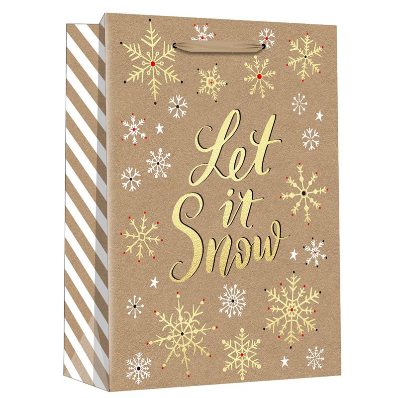 Exquisitas bolsas de regalo de papel artesanal impresas con elementos navideños