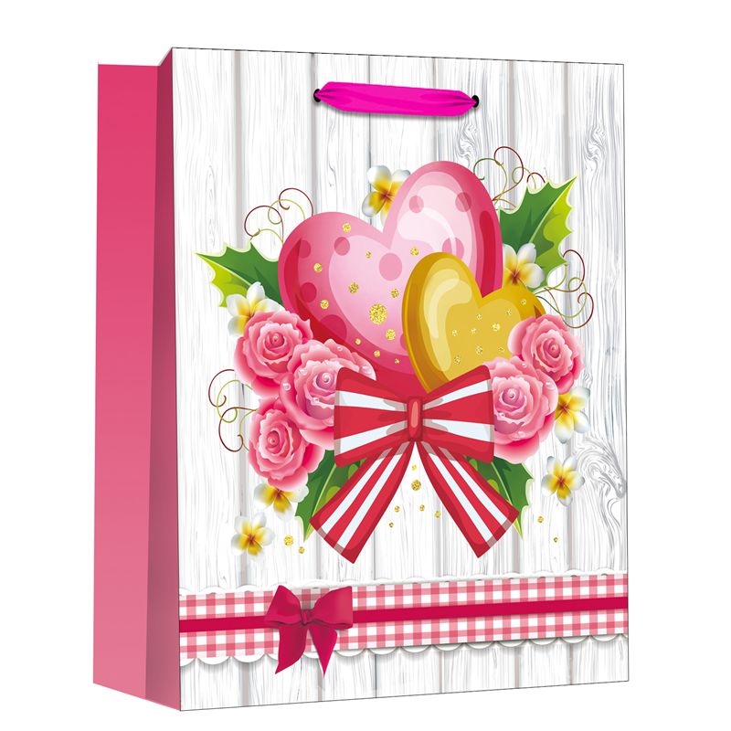 Bolsas de papel impresas personalizables para regalo de compras con temática del día de San Valentín