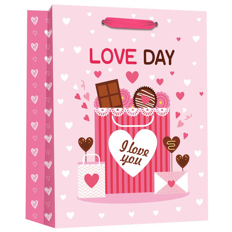 Bolsa de embalaje de papel de regalo del día del amor de San Valentín impresa