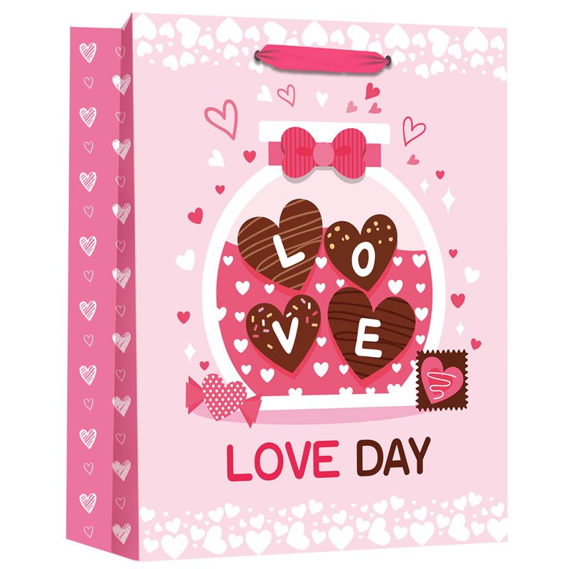 Bolsa de embalaje de papel de regalo del día del amor de San Valentín impresa