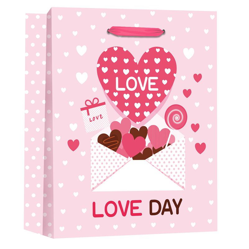 Bolsa de embalaje de papel de regalo del día del amor de San Valentín impresa