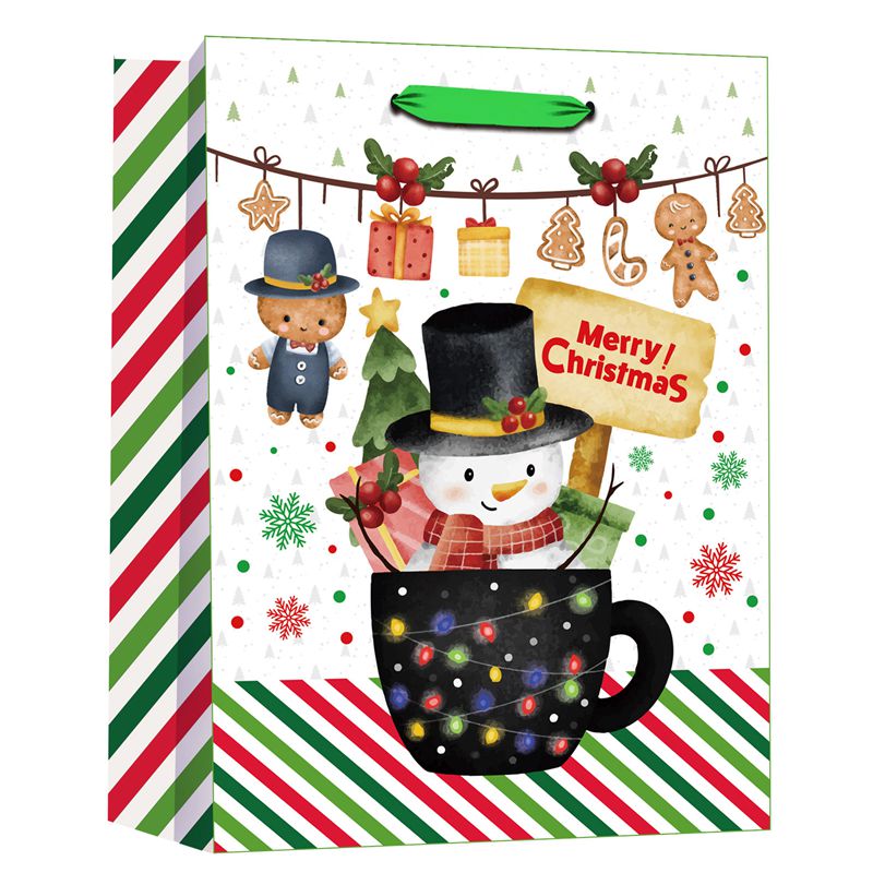 Bolsa de regalo de papel impresa personalizada para compras de fiesta de Feliz Navidad